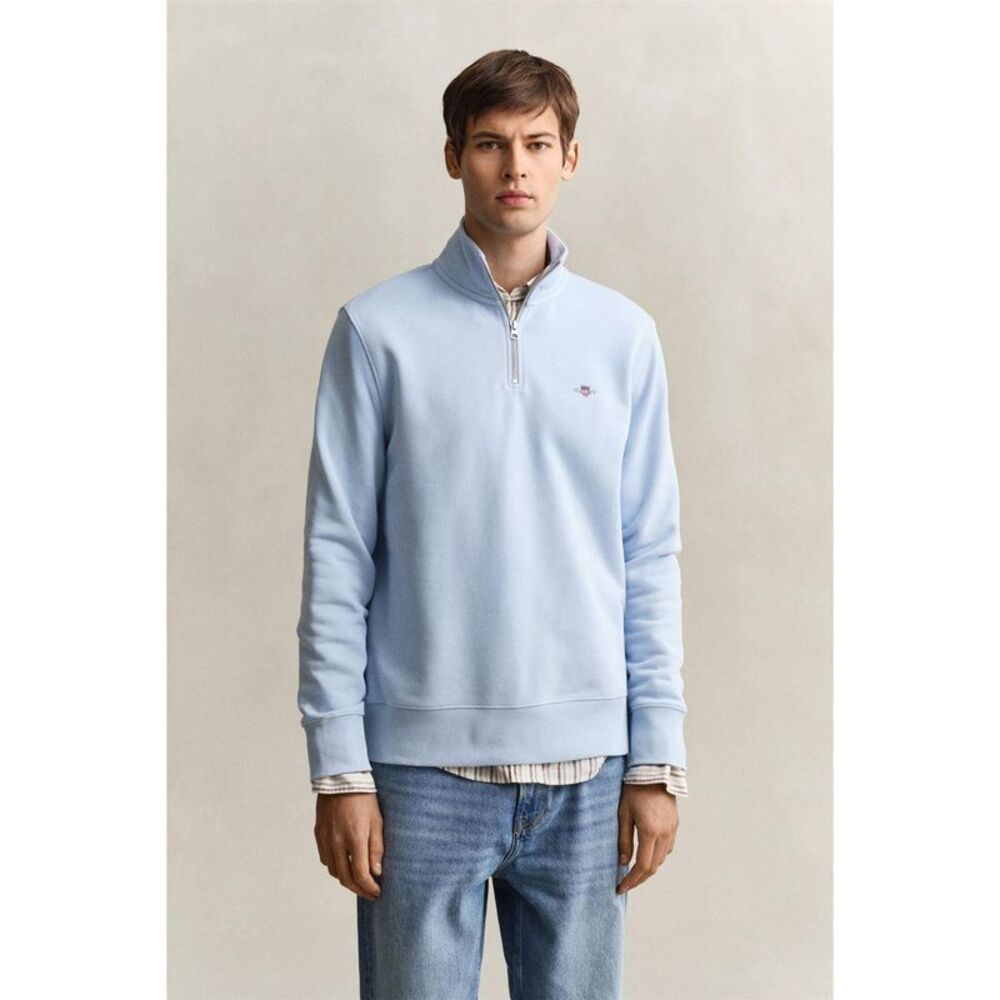 Gant Mens Embroidered Logo Half Zip Sweatshirt / Fresh Blue
